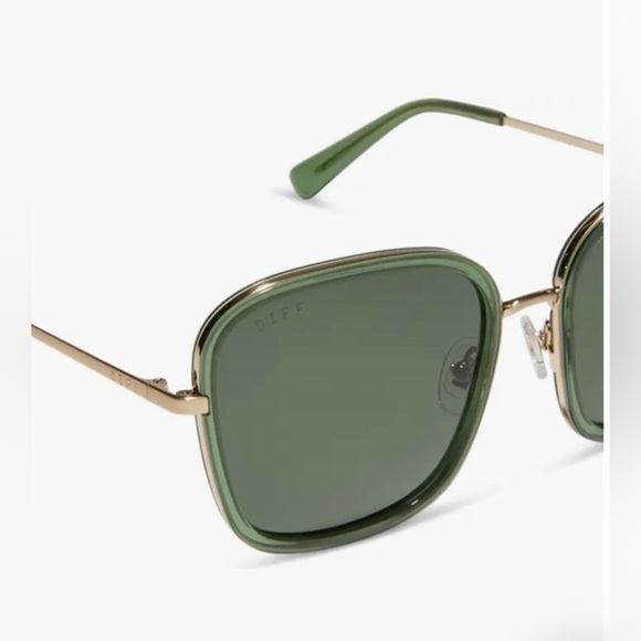 DIFF eyewear sage crystal green Genevive Polarized oversized Square Sunglasses - Picture 3 of 6